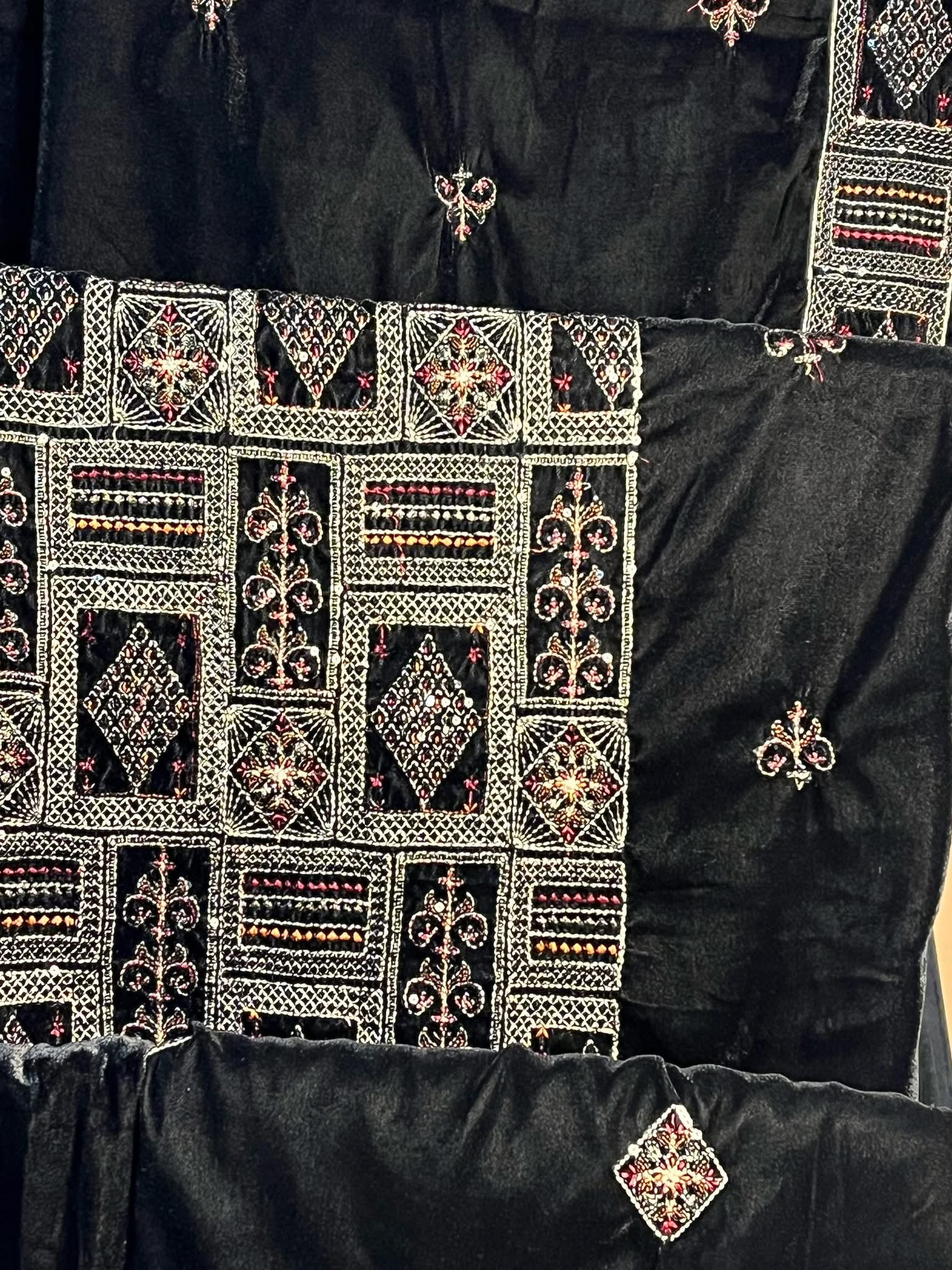 Luxury 3 piece Micro Velvet 9000 Embroidered dress