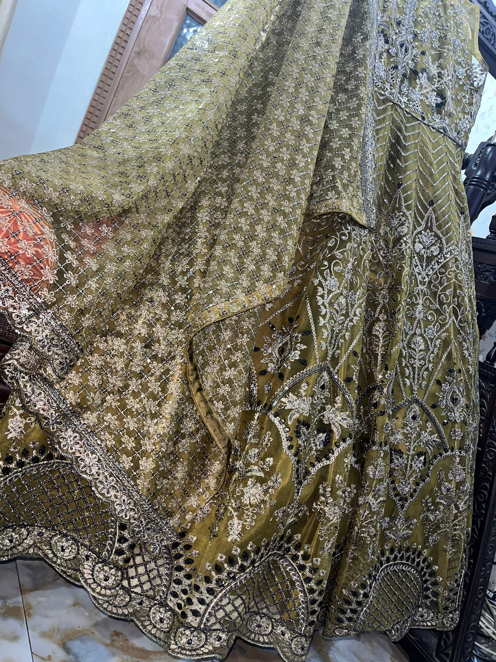 Luxury fully embroidered semi stitched 4 piece Maxi