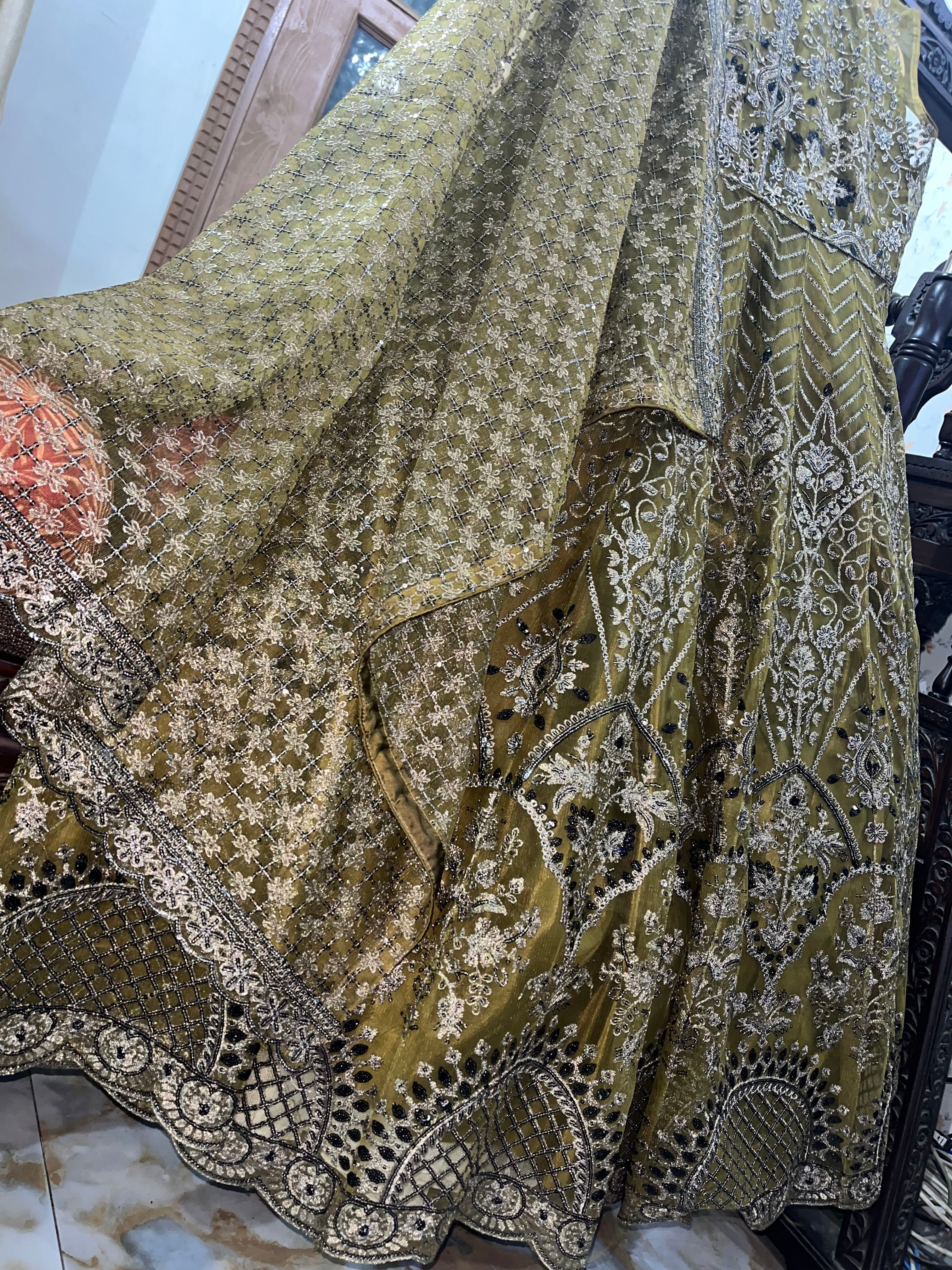 Luxury fully embroidered semi stitched 4 piece Maxi