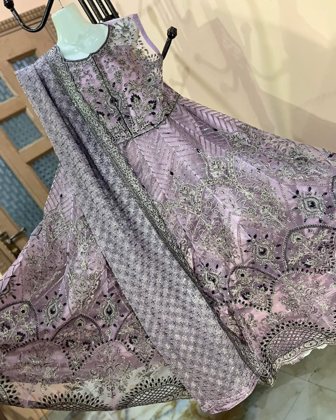 Luxury fully embroidered semi stitched Maxi