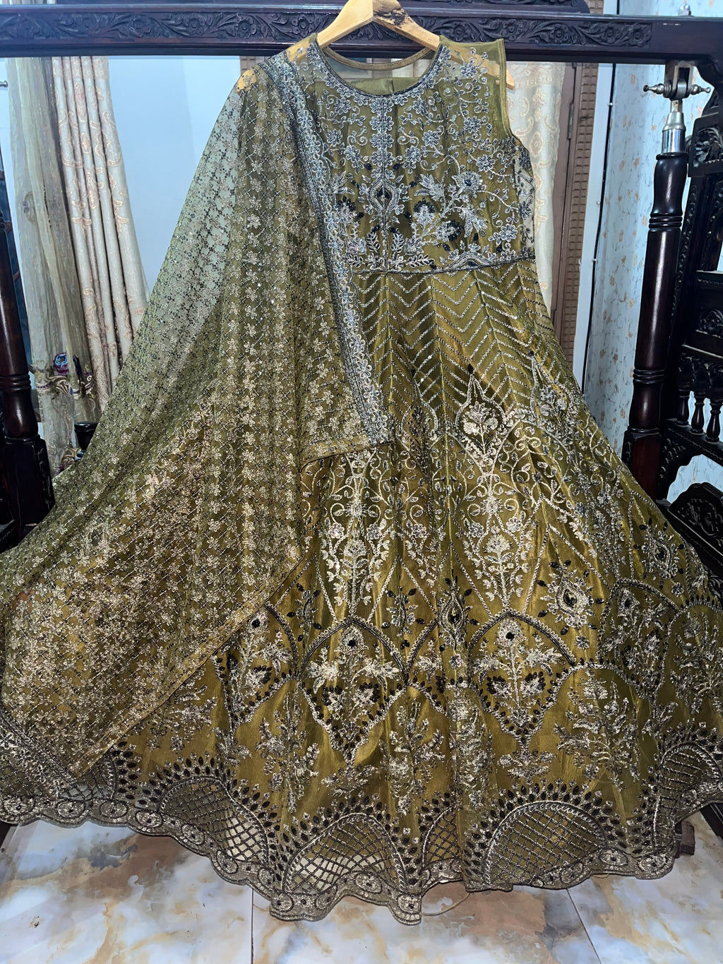 Luxury fully embroidered semi stitched 4 piece Maxi