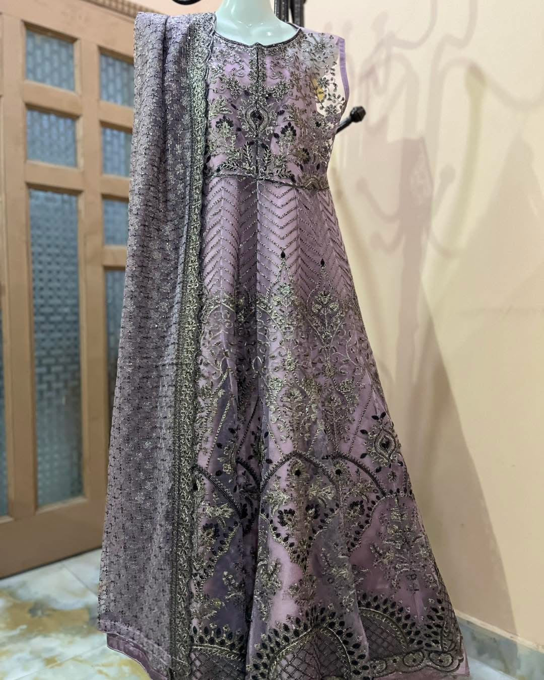 Luxury fully embroidered semi stitched Maxi