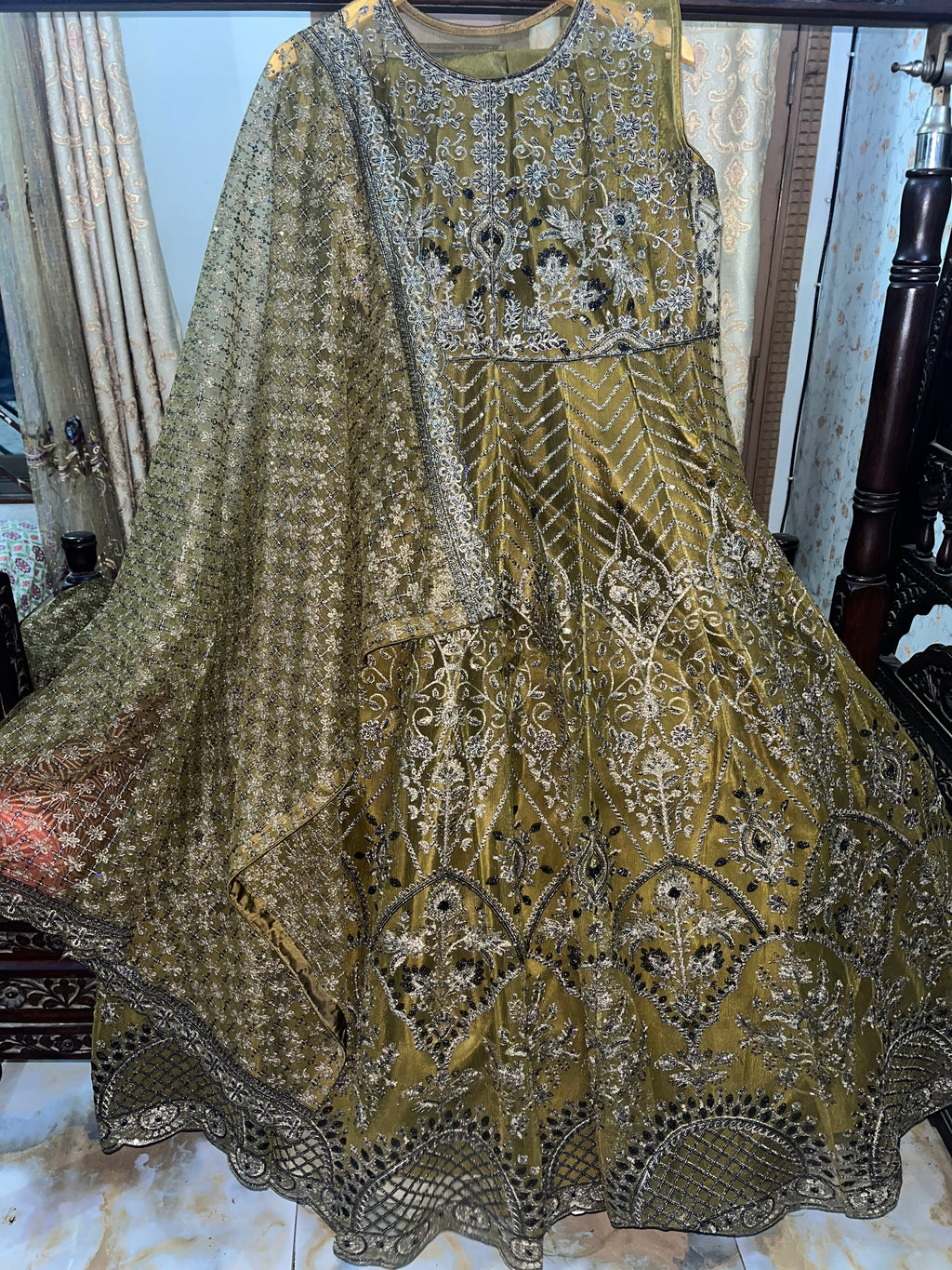 Luxury fully embroidered semi stitched 4 piece Maxi