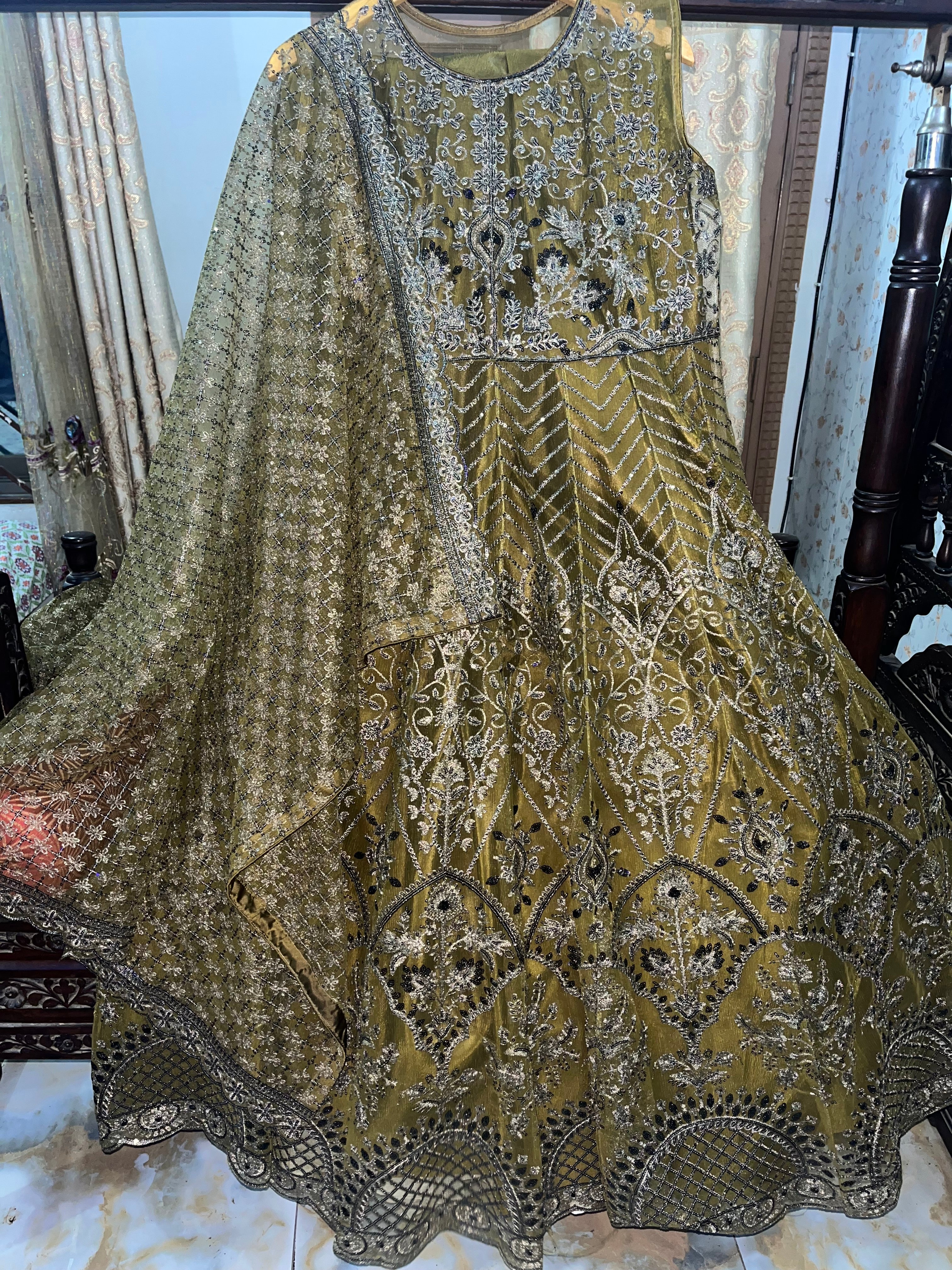 Luxury fully embroidered semi stitched 4 piece Maxi