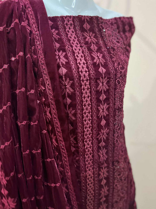 Luxury 3 piece embroidered micro velvet 9000