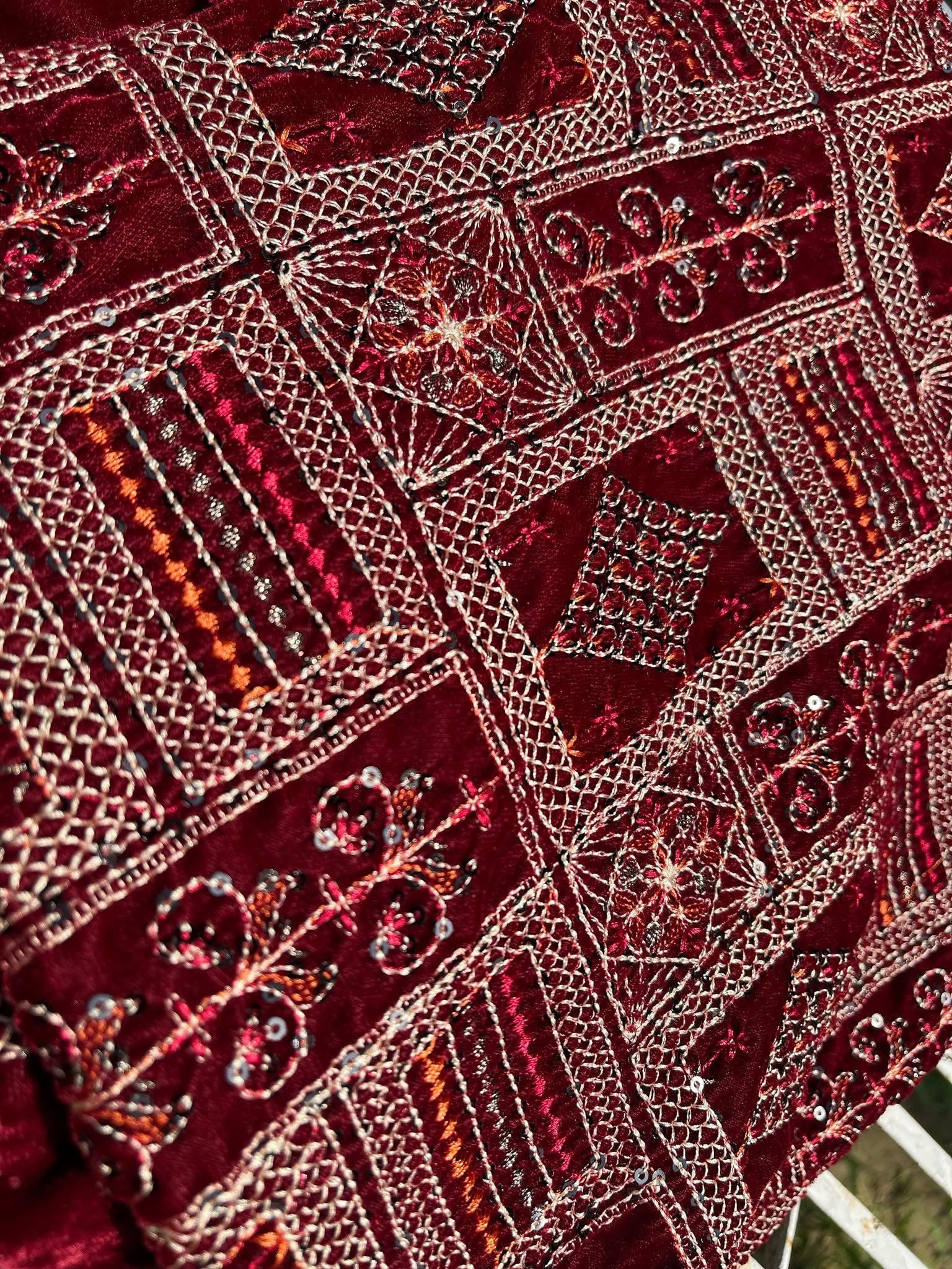 Luxury 3 piece Micro Velvet 9000 Embroidered dress