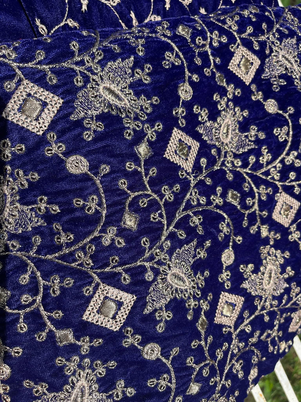 Luxury 3 piece Micro Velvet 9000 Embroidered dress