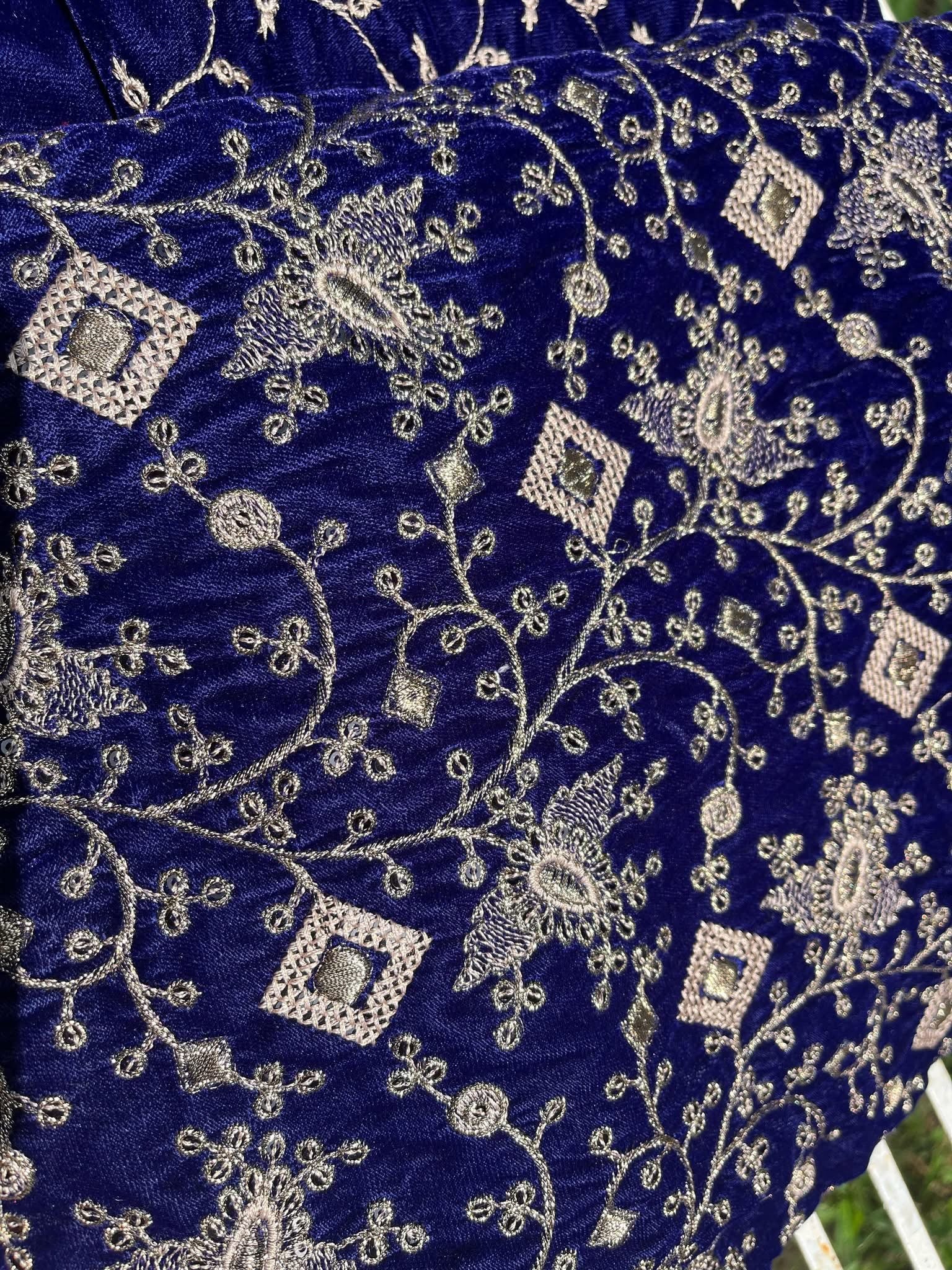 Luxury 3 piece Micro Velvet 9000 Embroidered dress