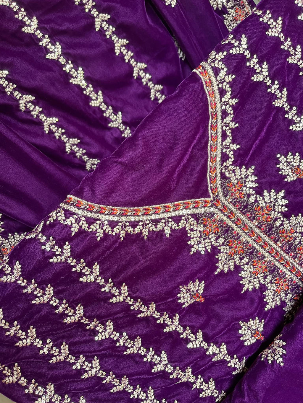 Luxury 3 piece Micro Velvet 9000 Embroidered dress