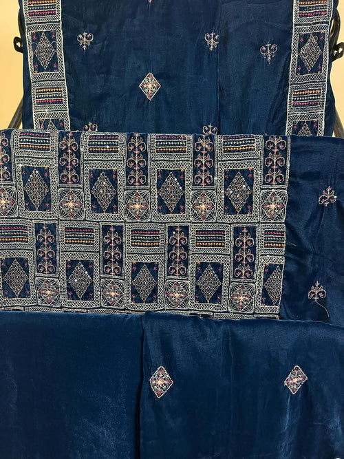 Luxury 3 pc Microvelvet 9000 Embroidered dress