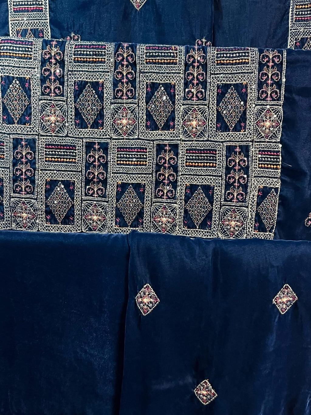 Luxury 3 pc Microvelvet 9000 Embroidered dress