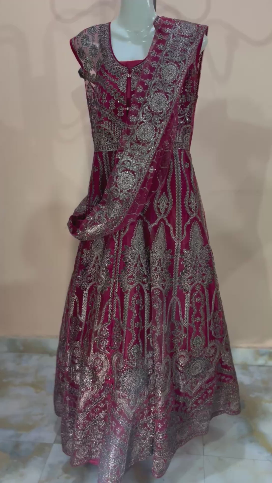 Luxury fully embroidered semi stitched 4 piece maxi.