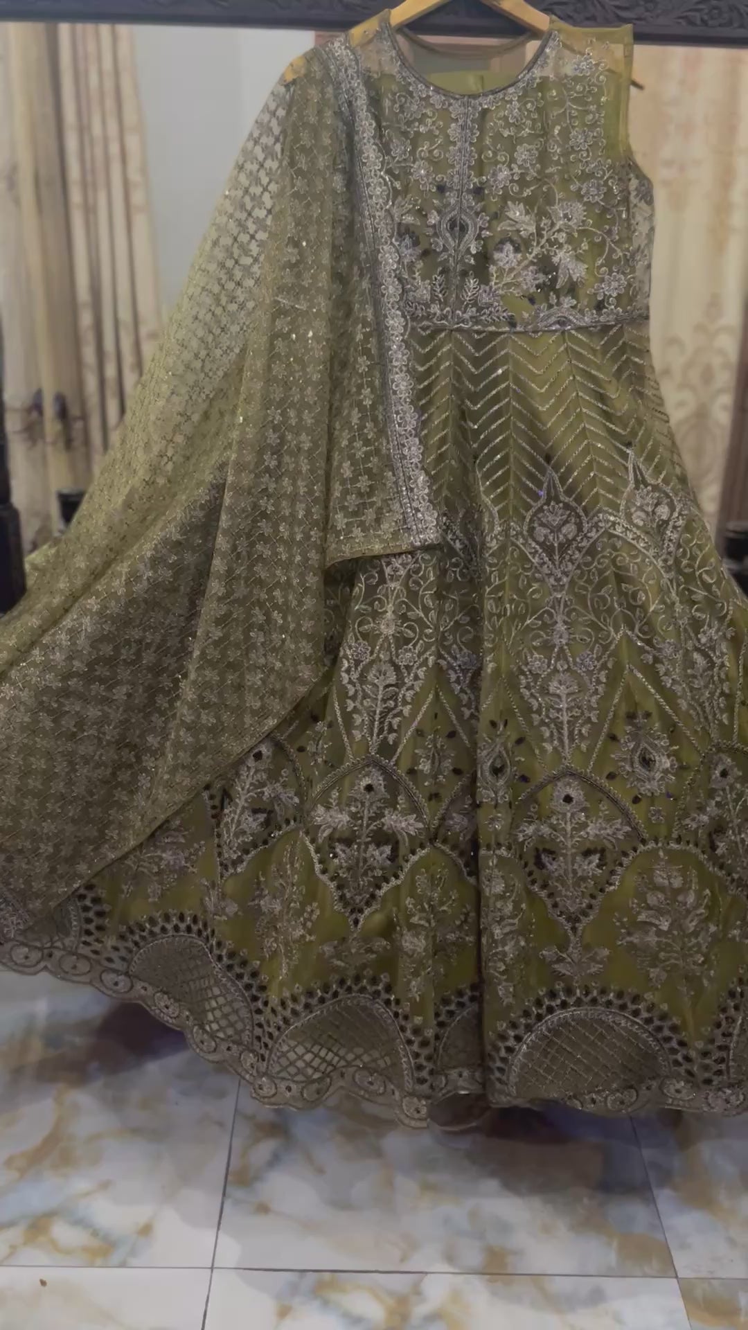 Luxury fully embroidered semi stitched 4 piece Maxi